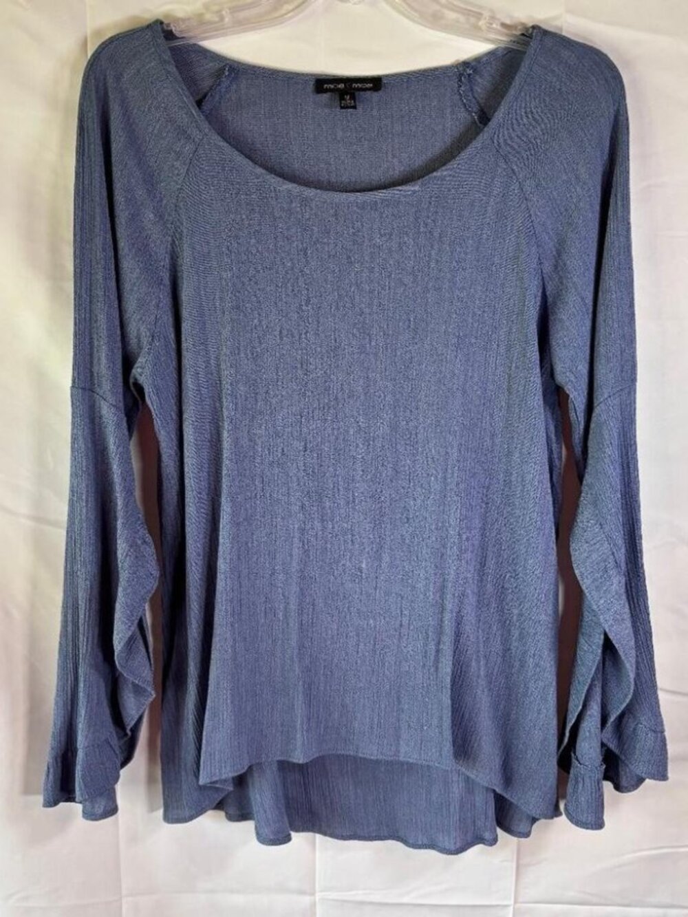 Women's Size M Blue Long Sleeve Boho Peasant Hippie Modern